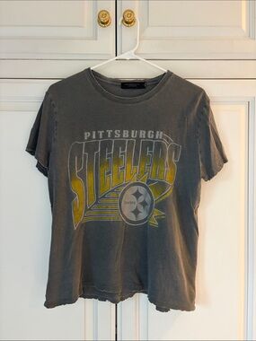 Junk Food Clothing- Gray Pittsburgh Steelers Graphic Tee